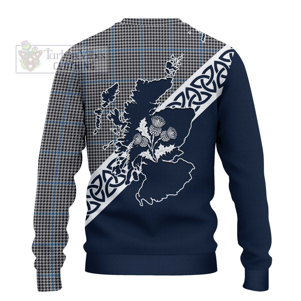 Tartan Vibes Clothing Gladstone (Gladstanes) Tartan Knitted Sweater Featuring Thistle and Scotland Map