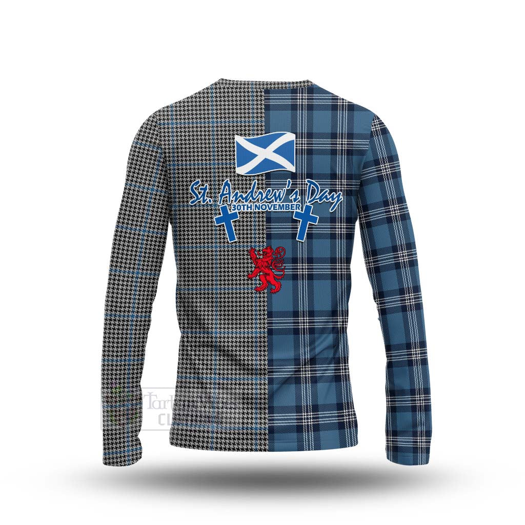 Tartan Vibes Clothing Gladstone (Gladstanes) Tartan Long Sleeve T-Shirt Happy St. Andrew's Day Half Tartan Style