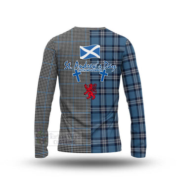 Gladstone (Gladstanes) Tartan Long Sleeve T-Shirt Happy St. Andrew's Day Half Tartan Style