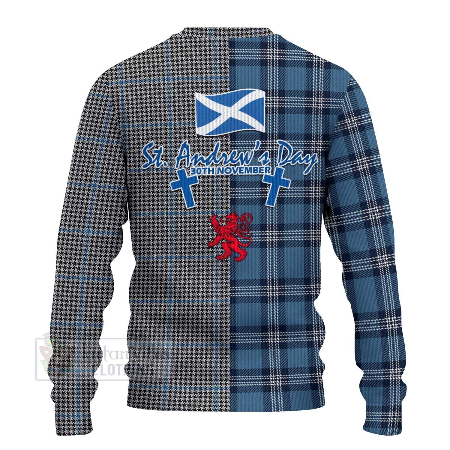 Tartan Vibes Clothing Gladstone (Gladstanes) Tartan Knitted Sweater Happy St. Andrew's Day Half Tartan Style