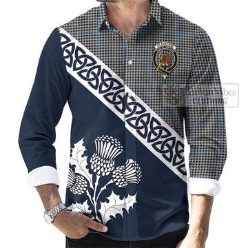 Gladstone (Gladstanes) Tartan Long Sleeve Button Shirt Featuring Thistle and Scotland Map