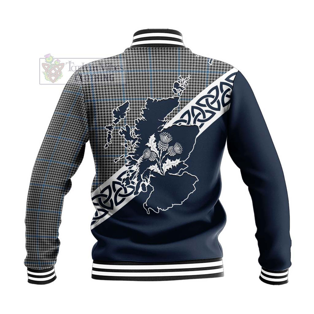 Tartan Vibes Clothing Gladstone (Gladstanes) Tartan Baseball Jacket Featuring Thistle and Scotland Map