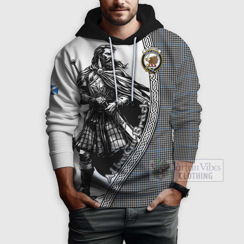 Tartan Vibes Clothing Gladstone (Gladstanes) Tartan Clan Crest Hoodie with Highlander Warrior Celtic Style