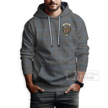 Gladstone (Gladstanes) Tartan Hoodie with Family Crest and Bearded Skull Holding Bottles of Whiskey