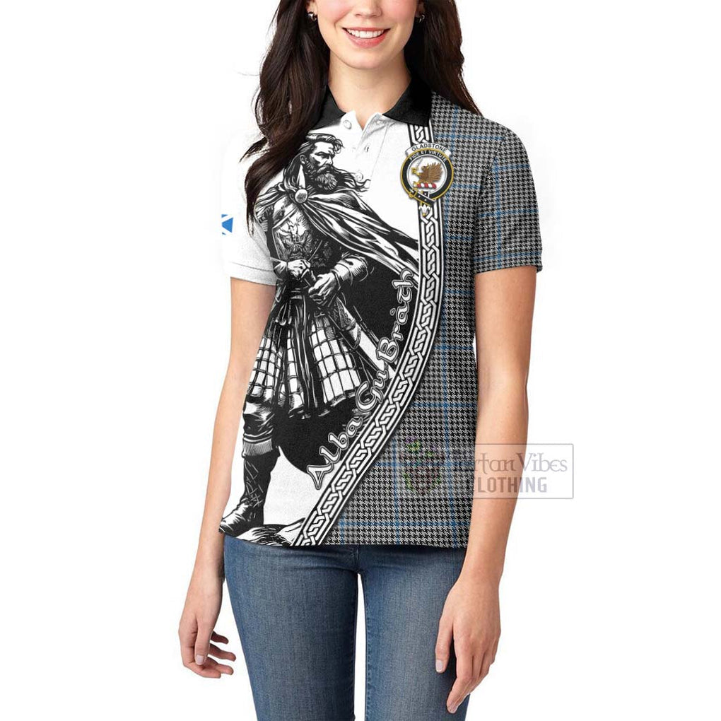 Tartan Vibes Clothing Gladstone (Gladstanes) Tartan Clan Crest Women's Polo Shirt with Highlander Warrior Celtic Style