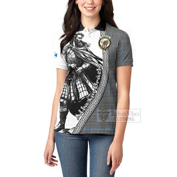 Gladstone (Gladstanes) Tartan Clan Crest Women's Polo Shirt with Highlander Warrior Celtic Style