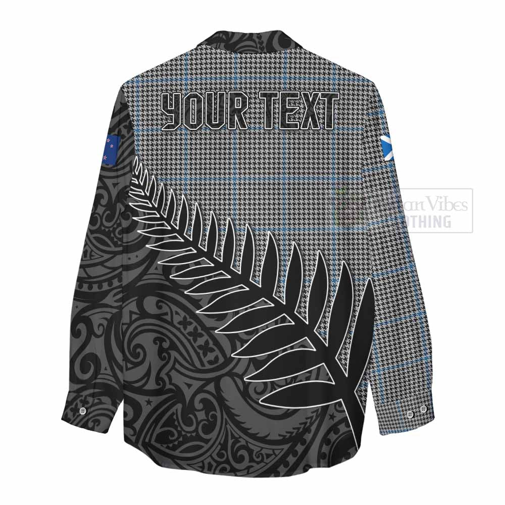 Tartan Vibes Clothing Gladstone (Gladstanes) Crest Tartan Women's Casual Shirt with New Zealand Silver Fern Half Style