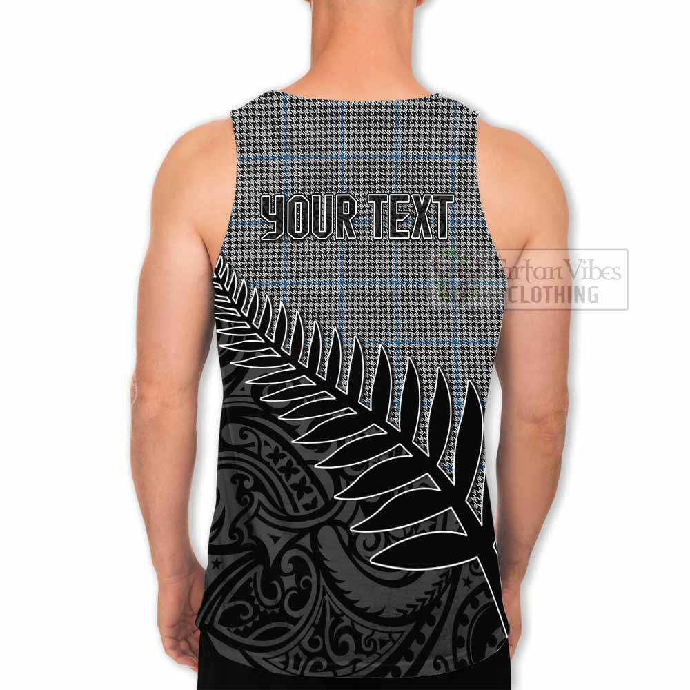 Tartan Vibes Clothing Gladstone (Gladstanes) Crest Tartan Men's Tank Top with New Zealand Silver Fern Half Style