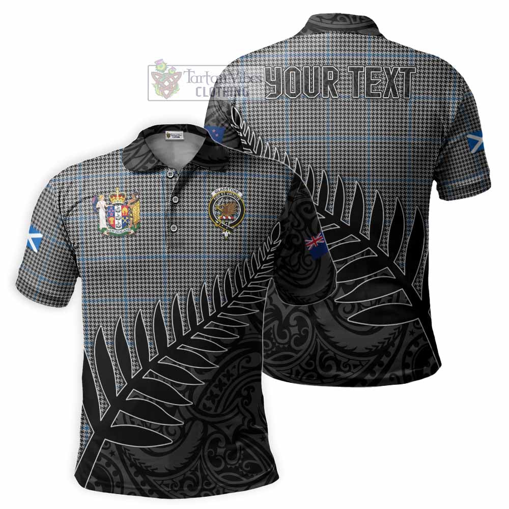 Gladstone (Gladstanes) Crest Tartan Polo Shirt with New Zealand Silver Fern Half Style