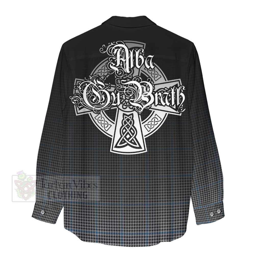 Tartan Vibes Clothing Gladstone (Gladstanes) Tartan Women's Casual Shirt Featuring Alba Gu Brath Family Crest Celtic Inspired