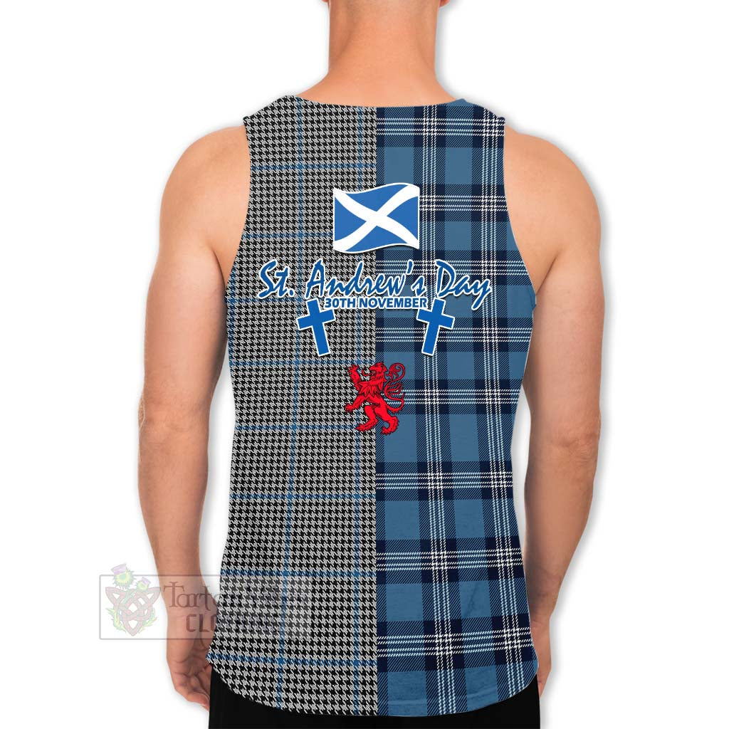 Tartan Vibes Clothing Gladstone (Gladstanes) Tartan Men's Tank Top Happy St. Andrew's Day Half Tartan Style