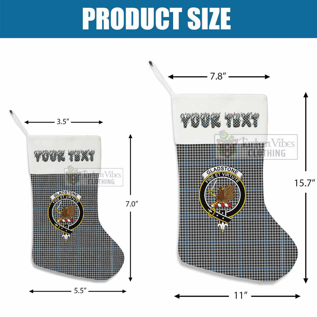 Tartan Vibes Clothing Gladstone (Gladstanes) Tartan Family Crest Christmas Stocking with Personalized Text