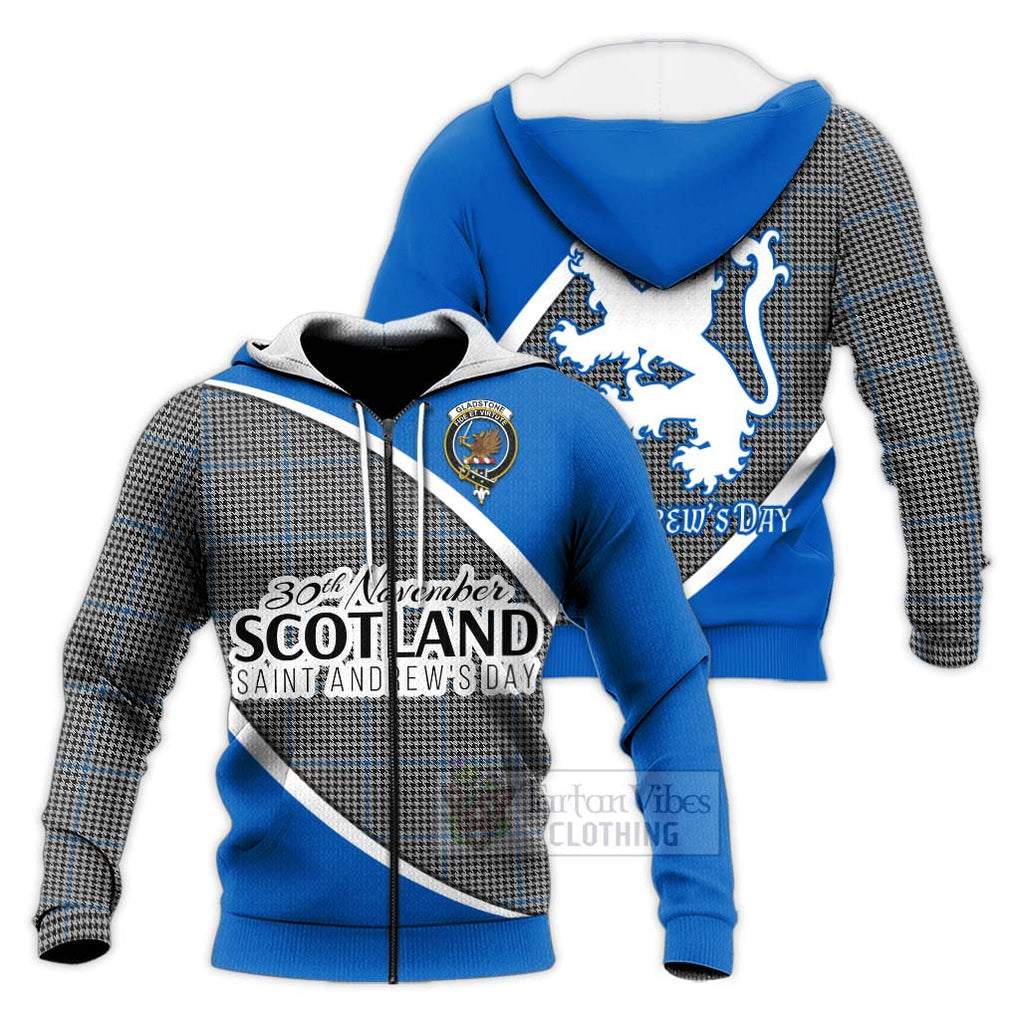 Tartan Vibes Clothing Gladstone (Gladstanes) Family Crest Tartan Knitted Hoodie Celebrate Saint Andrew's Day in Style