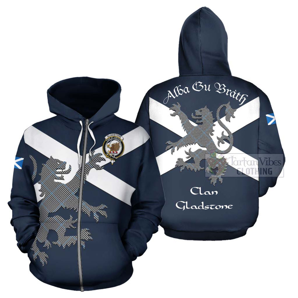 Tartan Vibes Clothing Gladstone (Gladstanes) Tartan Lion Rampant Hoodie – Proudly Display Your Heritage with Alba Gu Brath and Clan Name