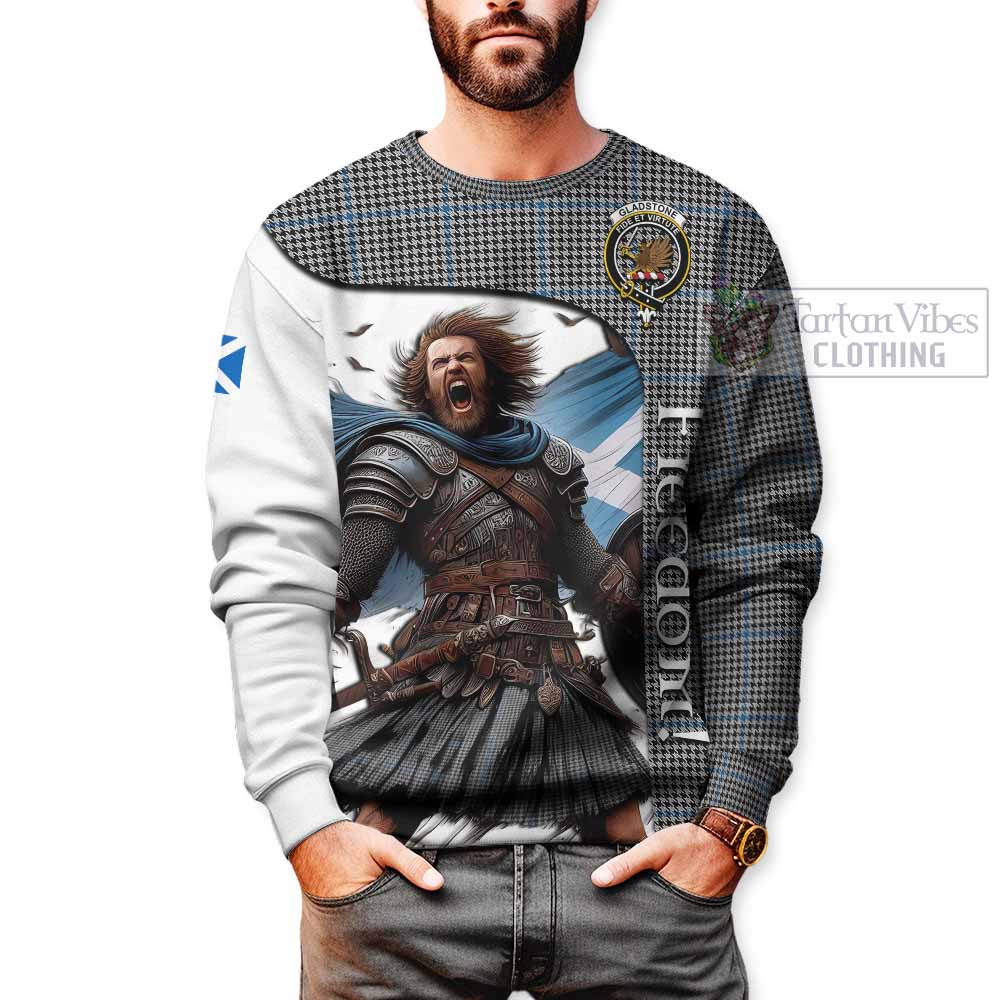 Tartan Vibes Clothing Gladstone (Gladstanes) Crest Tartan Sweatshirt Inspired by the Freedom of Scottish Warrior