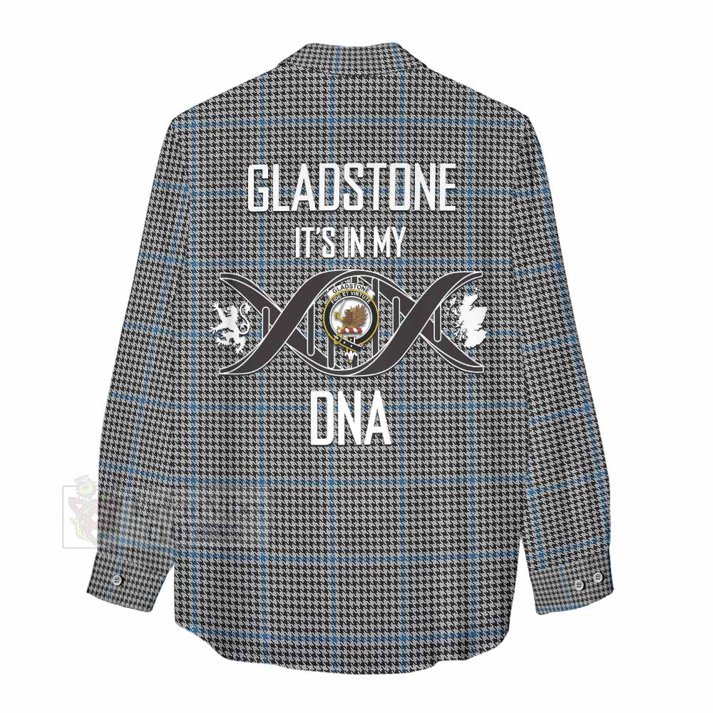 Tartan Vibes Clothing Gladstone (Gladstanes) Tartan Women's Casual Shirt with Family Crest DNA In Me Style