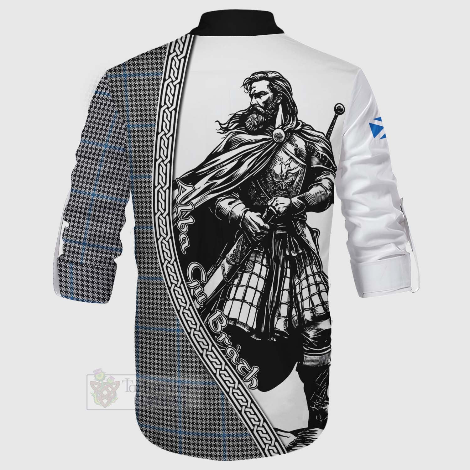 Tartan Vibes Clothing Gladstone (Gladstanes) Tartan Clan Crest Ghillie Kilt Shirt with Highlander Warrior Celtic Style