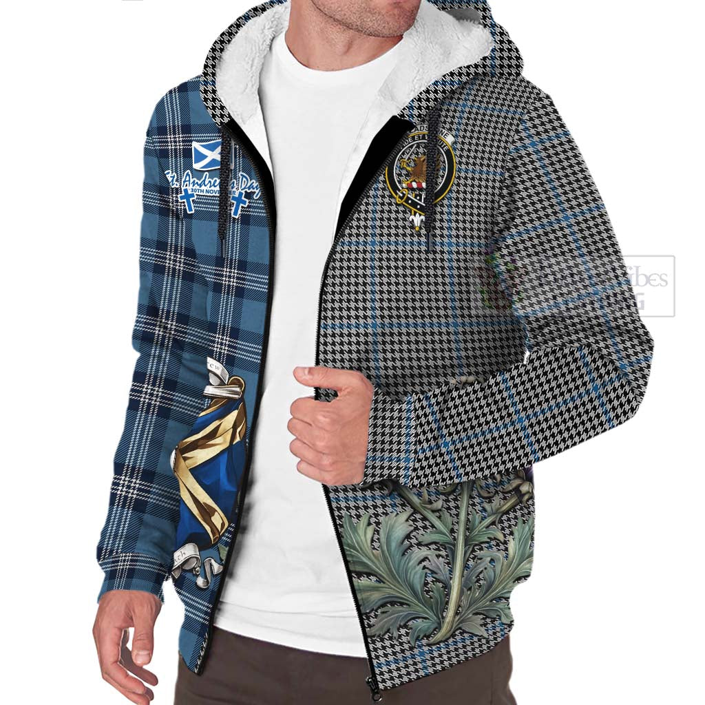 Tartan Vibes Clothing Gladstone (Gladstanes) Tartan Sherpa Hoodie Happy St. Andrew's Day Half Tartan Style