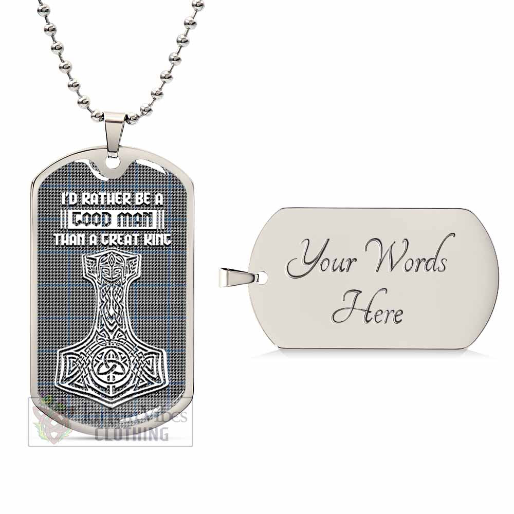 Tartan Vibes Clothing Gladstone (Gladstanes) Tartan Dog Tag Necklace Viking Mjolnir Style