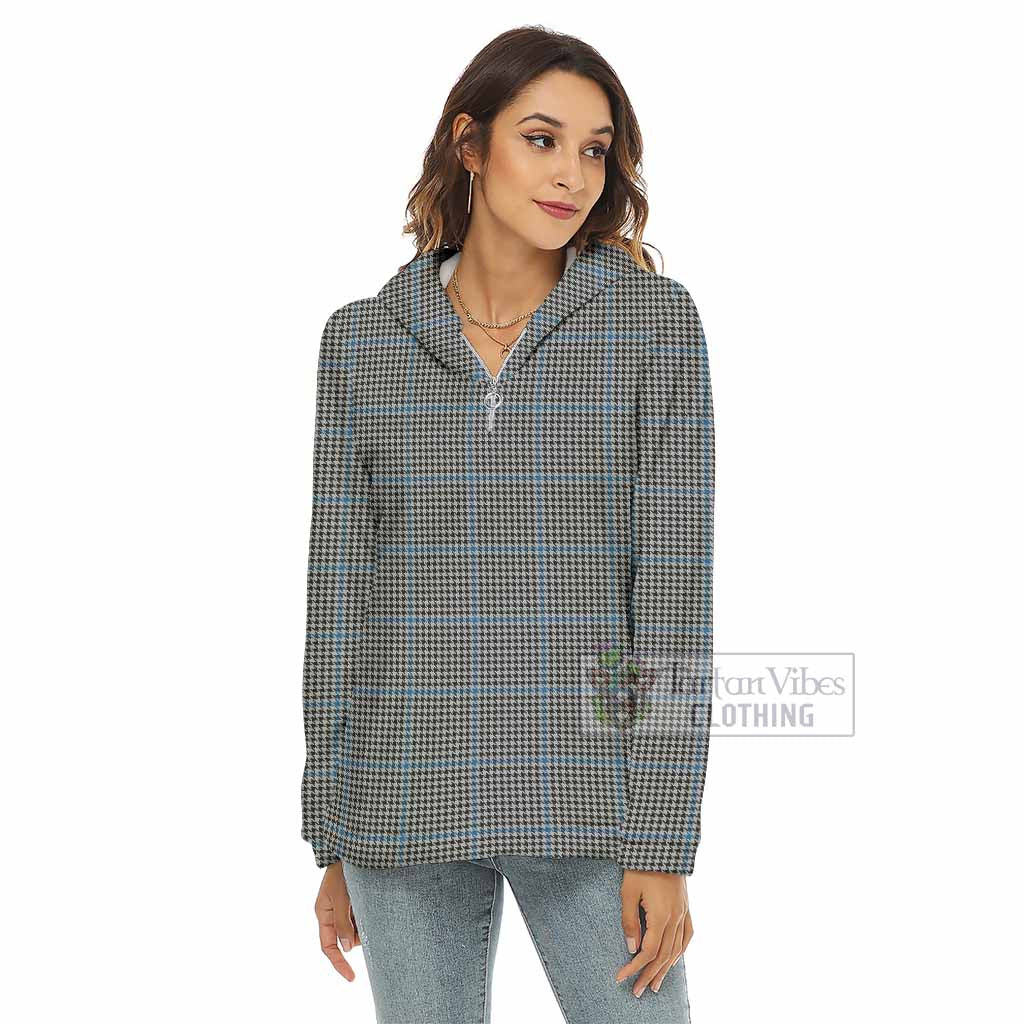 Tartan Vibes Clothing Gladstone (Gladstanes) Tartan Women's Borg  Half Zip Fleece Hoodie