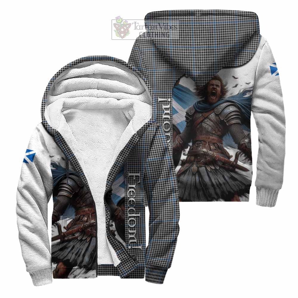 Tartan Vibes Clothing Gladstone (Gladstanes) Crest Tartan Sherpa Hoodie Inspired by the Freedom of Scottish Warrior