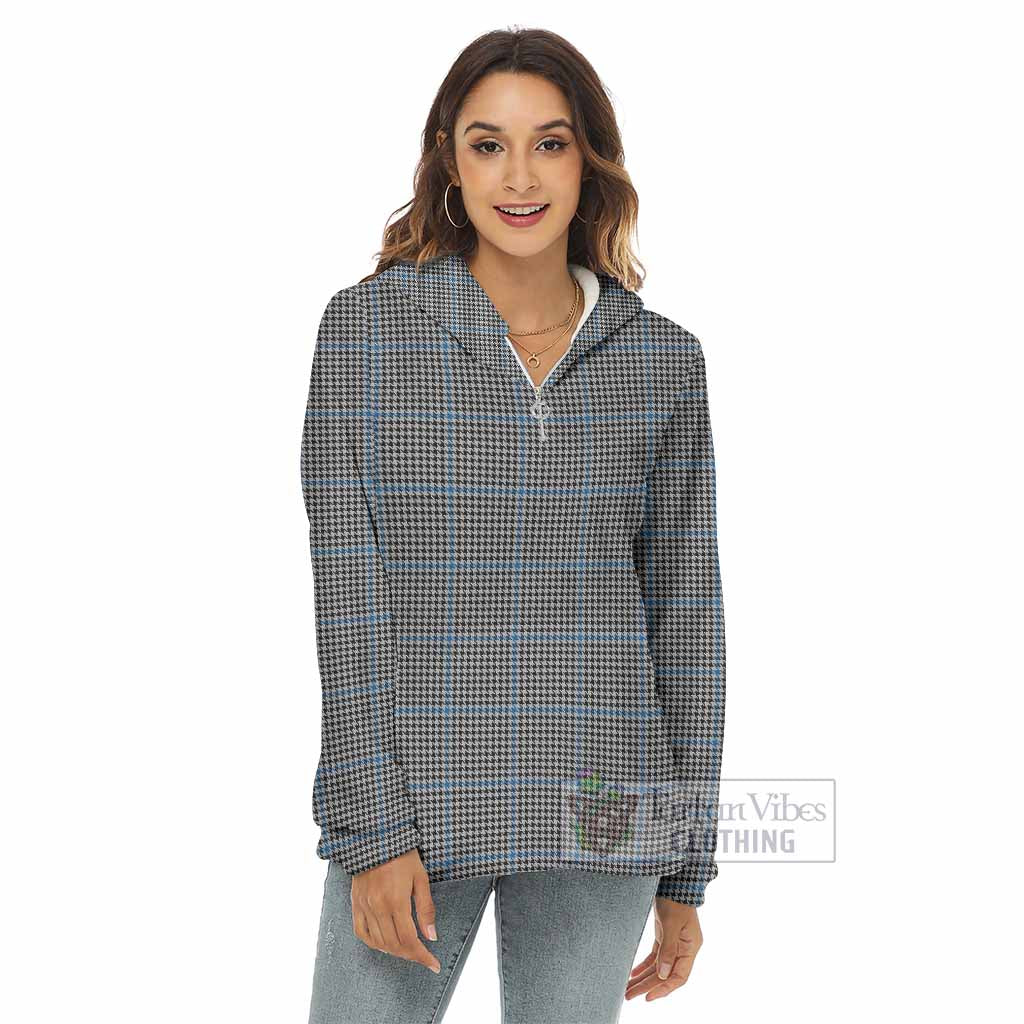 Tartan Vibes Clothing Gladstone (Gladstanes) Tartan Women's Borg  Half Zip Fleece Hoodie