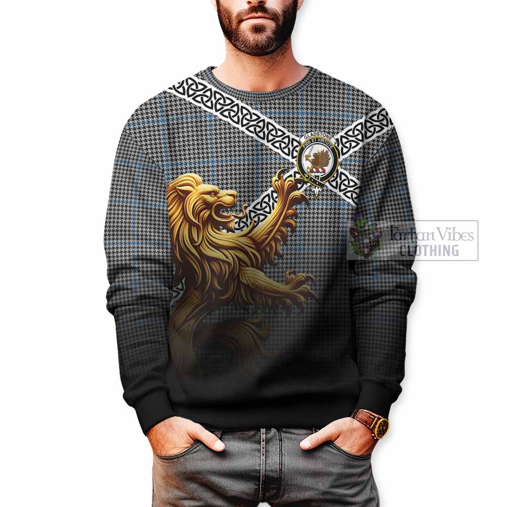 Gladstone (Gladstanes) Crest Tartan Sweatshirt with Golden Lion Emblem Celtic Style - Tartan Vibes Clothing