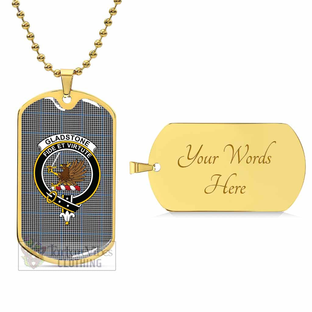 Tartan Vibes Clothing Gladstone (Gladstanes) Tartan Dog Tag Necklace with Family Crest