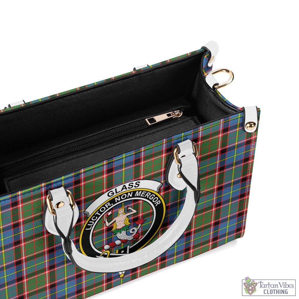 Tartan Vibes Clothing Glass Tartan Luxury Leather Handbags with Family Crest