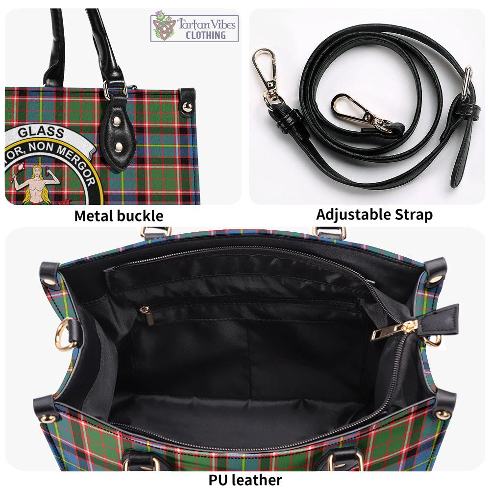 Tartan Vibes Clothing Glass Tartan Luxury Leather Handbags with Family Crest