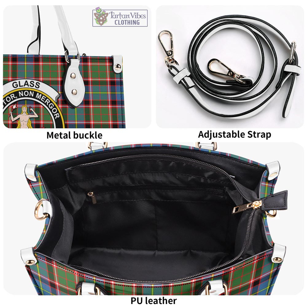 Tartan Vibes Clothing Glass Tartan Luxury Leather Handbags with Family Crest