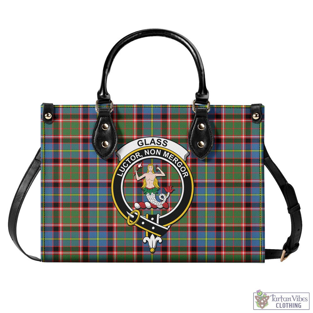 Tartan Vibes Clothing Glass Tartan Luxury Leather Handbags with Family Crest