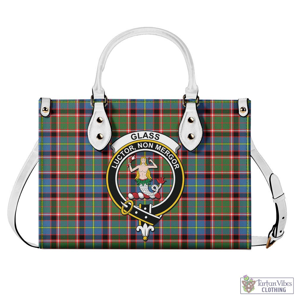 Tartan Vibes Clothing Glass Tartan Luxury Leather Handbags with Family Crest