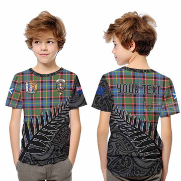 Glass Crest Tartan Kid T-Shirt with New Zealand Silver Fern Half Style