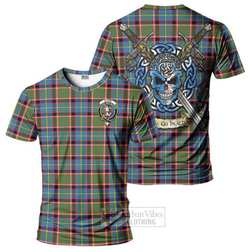 Glass Tartan T-Shirt with Family Crest Celtic Skull Style