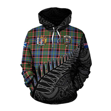 Glass Crest Tartan Cotton Hoodie with New Zealand Silver Fern Half Style Pullover Hoodie XS - Tartan Vibes Clothing