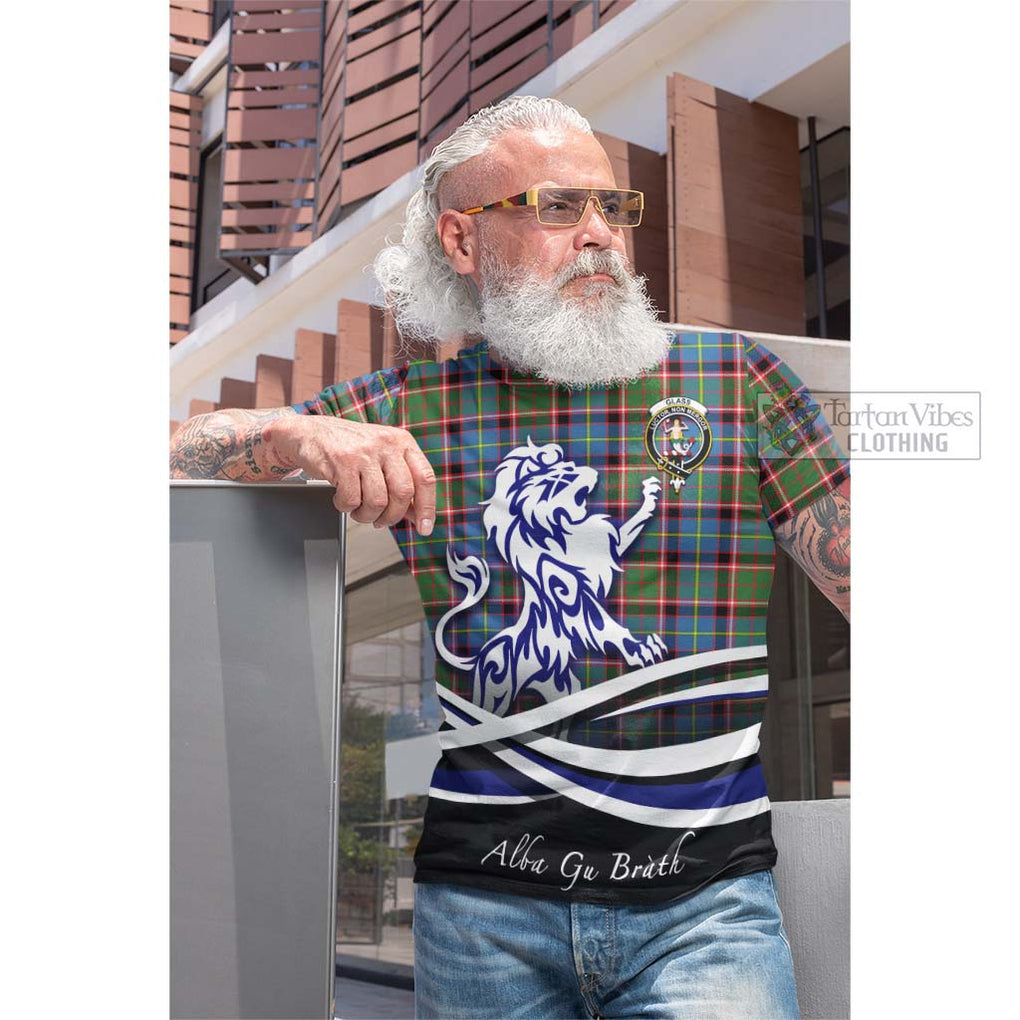 Tartan Vibes Clothing Glass Tartan Cotton T-shirt with Alba Gu Brath Regal Lion Emblem