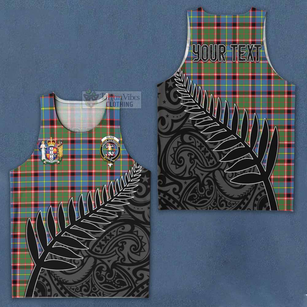 Tartan Vibes Clothing Glass Crest Tartan Men's Tank Top with New Zealand Silver Fern Half Style