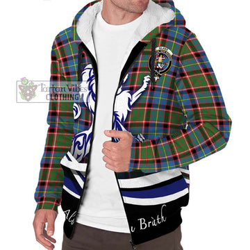 Glass Tartan Sherpa Hoodie with Alba Gu Brath Regal Lion Emblem