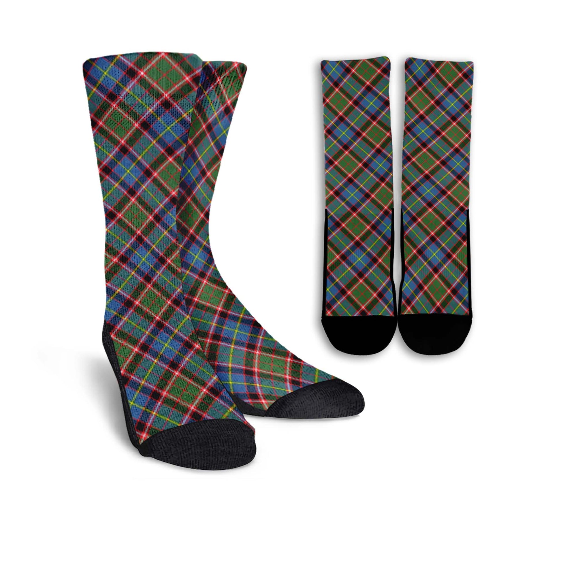 Glass Tartan Crew Socks Cross Tartan Style - Tartanvibesclothing