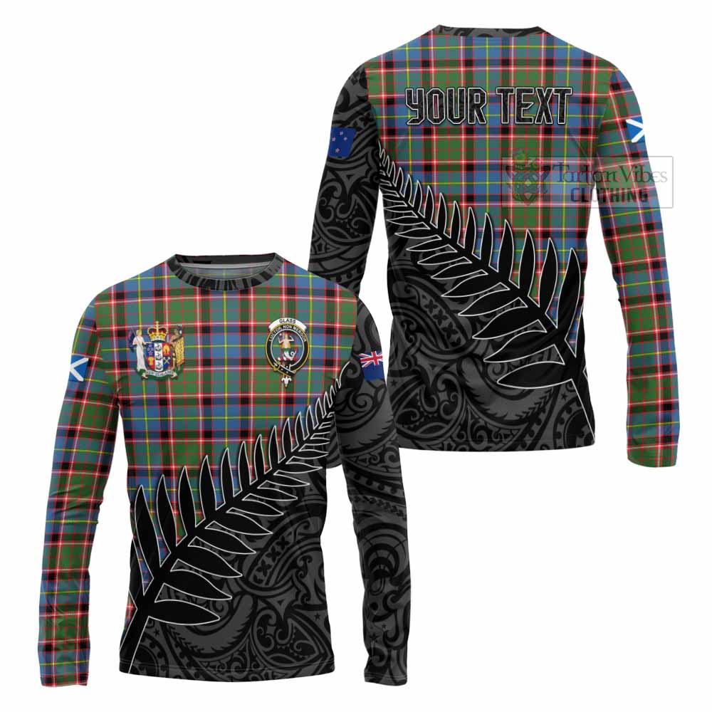 Tartan Vibes Clothing Glass Crest Tartan Long Sleeve T-Shirt with New Zealand Silver Fern Half Style