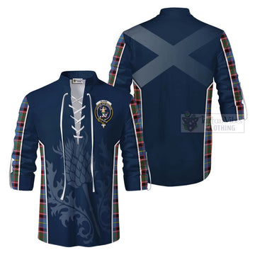 Glass Tartan Ghillie Kilt Shirt with Family Crest and Scottish Thistle Vibes Sport Style Men - Tartan Vibes Clothing