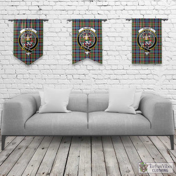 Glass Tartan Gonfalon, Tartan Banner with Family Crest