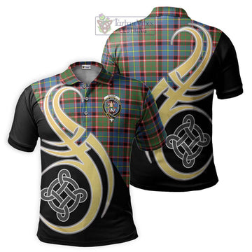 Glass Tartan Polo Shirt with Family Crest and Celtic Symbol Style