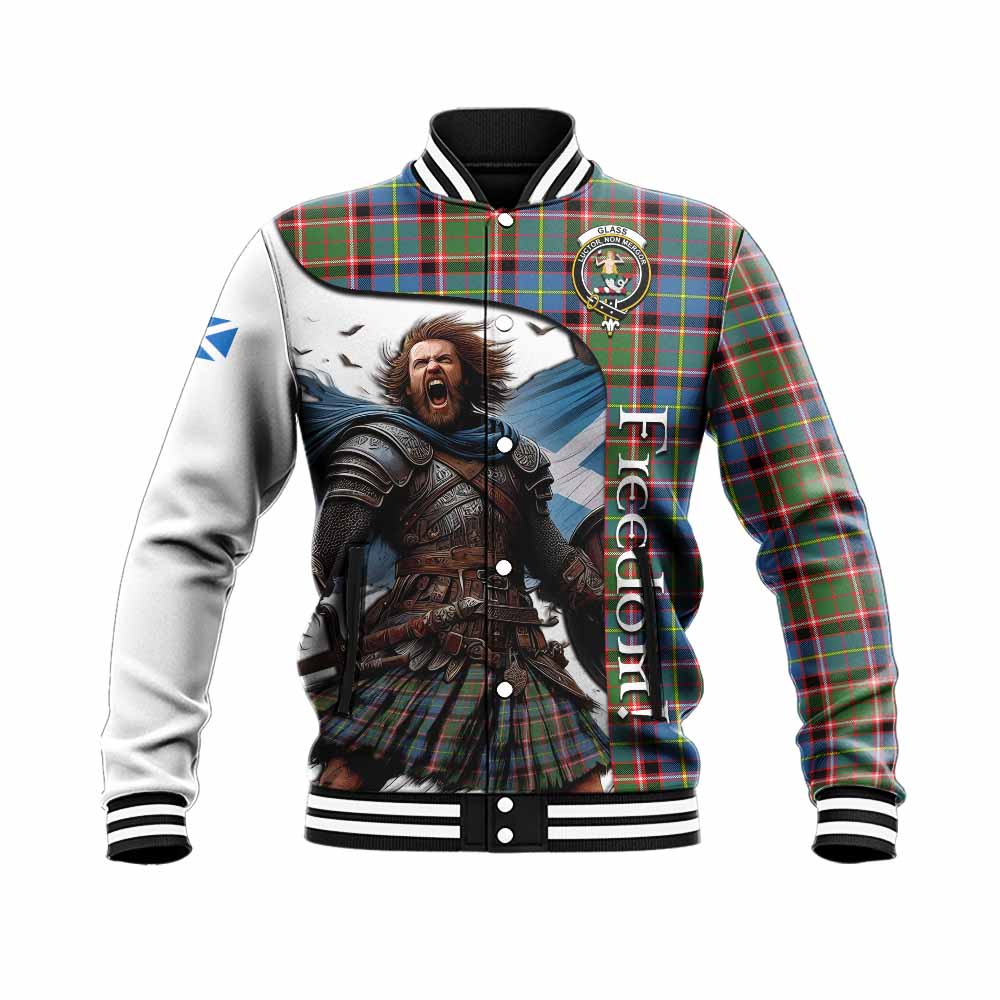 Tartan Vibes Clothing Glass Crest Tartan Baseball Jacket Inspired by the Freedom of Scottish Warrior