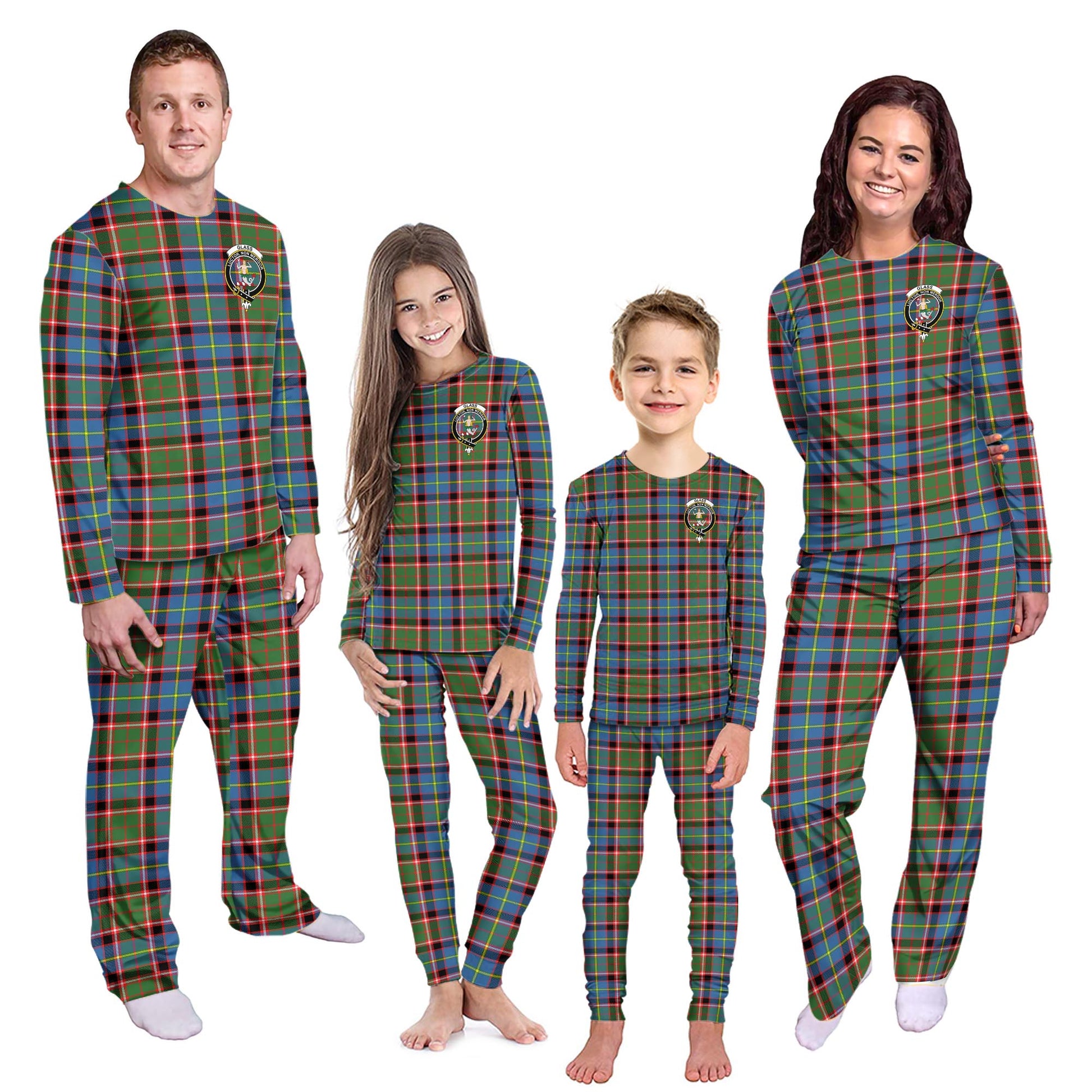 Glass Tartan Pajamas Family Set with Family Crest Kid - Tartan Vibes Clothing