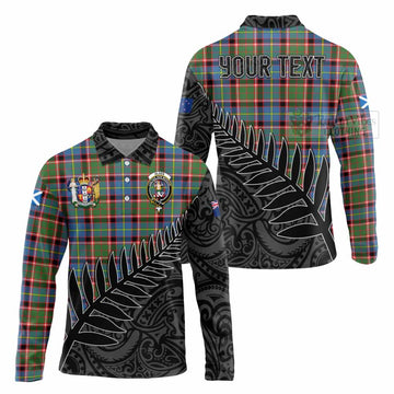 Glass Crest Tartan Long Sleeve Polo Shirt with New Zealand Silver Fern Half Style