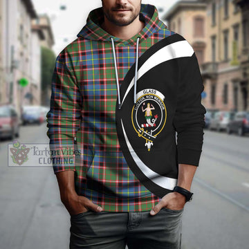 Glass Tartan Hoodie with Family Crest Circle Style