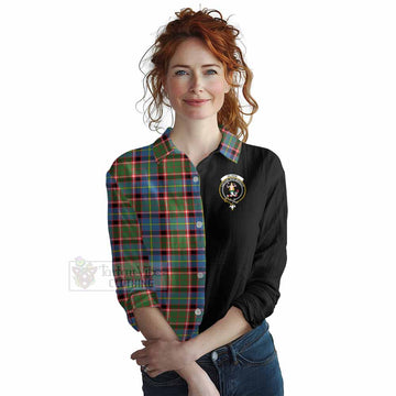 Glass Tartan Women's Casual Shirt with Family Crest and Half Of Me Style