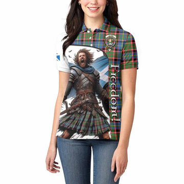 Glass Crest Tartan Women's Polo Shirt Inspired by the Freedom of Scottish Warrior